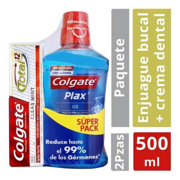 ENJUAGUE COLGATE PLAX 500ML+COLGATE 75ML