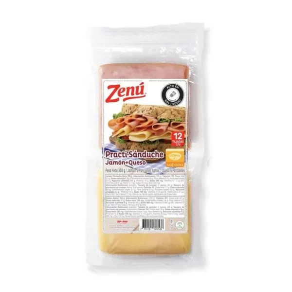 PRACTI SANDUCHE X 388G JAMON +QUESO ZENU