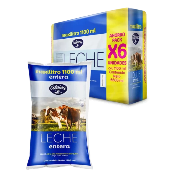 LECHE ENTERA ALPINA X 1100 ML X 6 UND