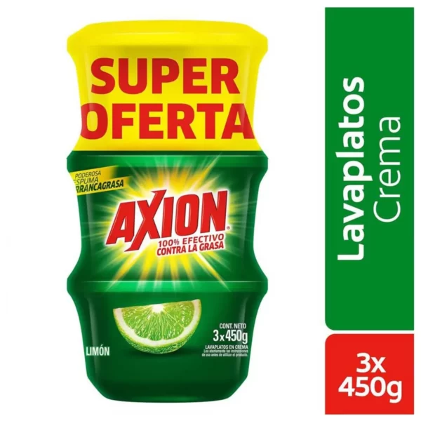 LAVAPLATOS AXION LIMON 3UN X450G